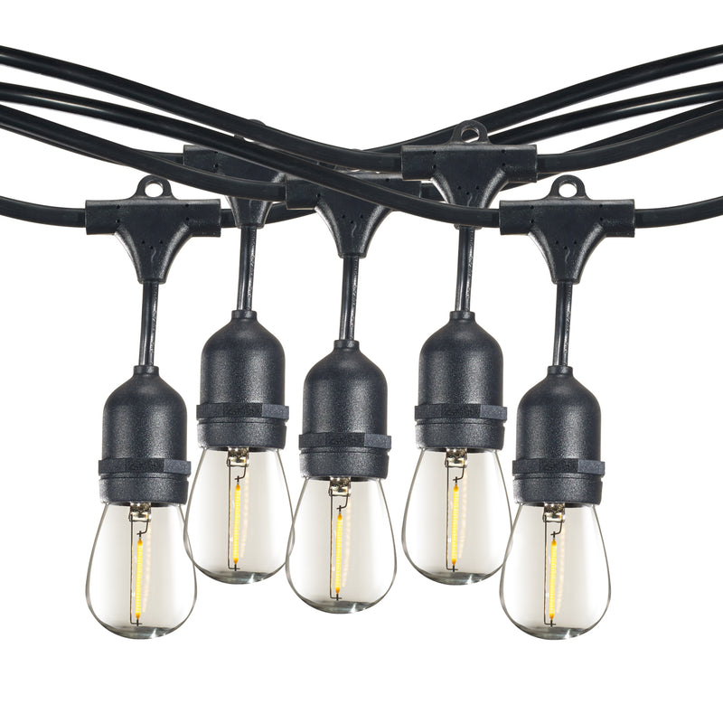 Bulbrite - 1 Watts - S14 - E26 Base - 2700KK - 120 Volts - String Light - Black - Bulbs Included:1W S14 Clear LED (10pcs) - STRING12L/30FT/30IN/E26/BLACK/LED/S14