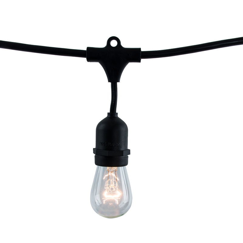 Bulbrite - 11 Watts - S14 - E26 Base - 2700KK - 120 Volts - String Light - Black - Bulbs Included: 11W S14 Clear Incandescent (15pcs) - STRING15L/48FT/36IN/E26/BLACK/INC/S14